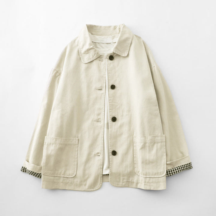 Buddha Stones Commute Patchwork Design Cotton Women's Jacket With Pockets - Linen - US8-10，UK/AU12-14，EU40-42 (2XL) - image 6