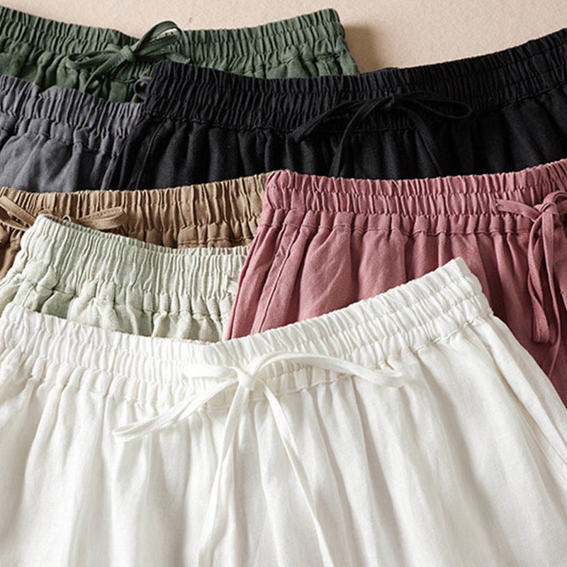 Buddha Stones Summer Small Flower Embroidery  Harem Pants With Pockets - image 2