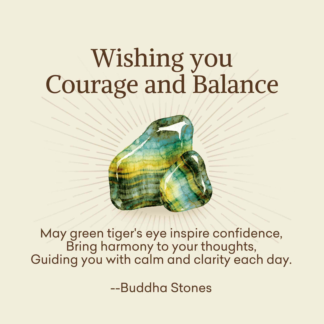 Buddha Stones "Wishing You Courage and Balance" Green Tiger Eye Bracelet Includes Gift Message Card - image 2