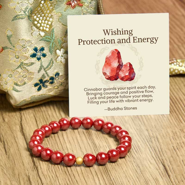 Buddha Stones "Wishing Protection and Energy" Cinnabar Bracelet Includes Gift Message Card - image 24