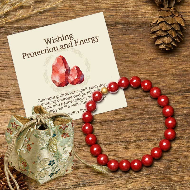 Buddha Stones "Wishing Protection and Energy" Cinnabar Bracelet Includes Gift Message Card - 8mm Imperial Cinnabar&5mm 925 Sterling Silver - Deluxe Gift Bag (+$9.59) - image 23