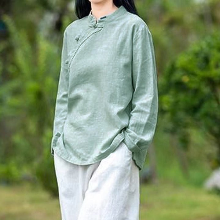 Buddha Stones Oblique Collar Knot button Loose Clothing - image 3
