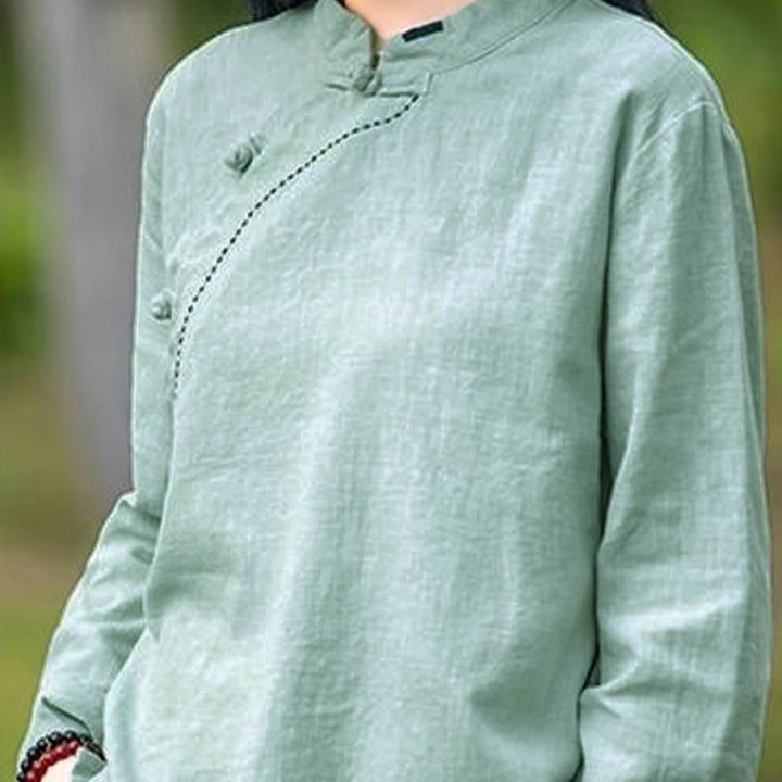Buddha Stones Oblique Collar Knot button Loose Clothing - image 7
