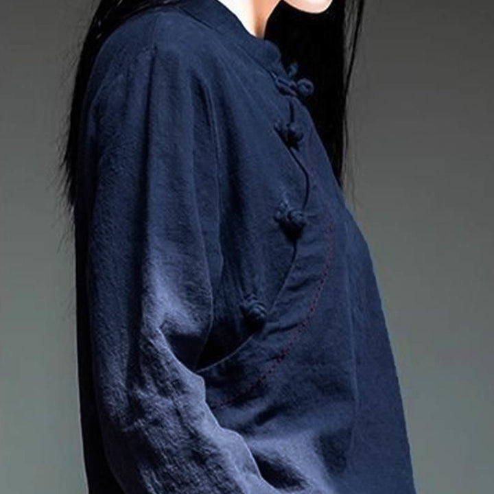 Buddha Stones Oblique Collar Knot button Loose Clothing - image 15