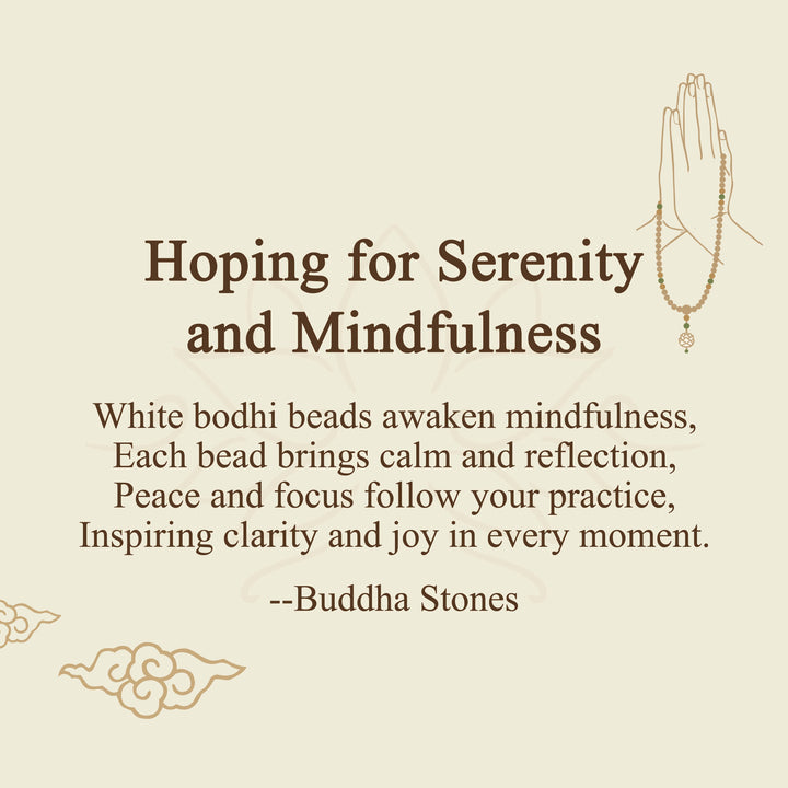 Buddha Stones "Hoping for Serenity and Mindfulness" Bodhi Lotus Mala Includes Gift Message Card - image 2