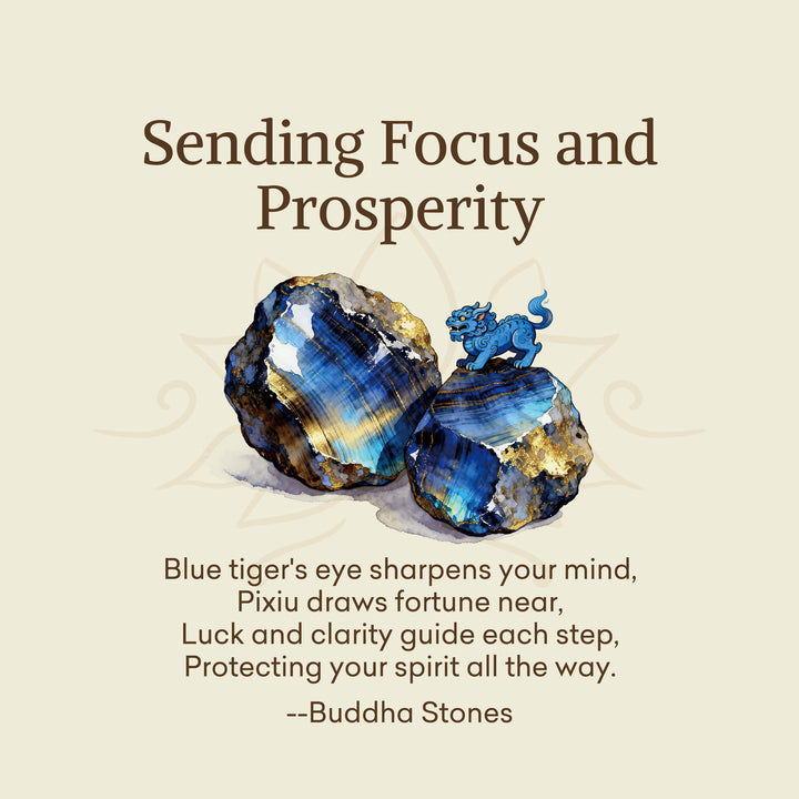 Buddha Stones "Sending Focus and Prosperity" Tiger Eye Pixiu Bracelet Includes Gift Message Card - image 2