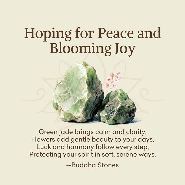 Buddha Stones "Hoping for Peace and Blooming Joy" Green Jade Bracelet Includes Gift Message Card - image 2