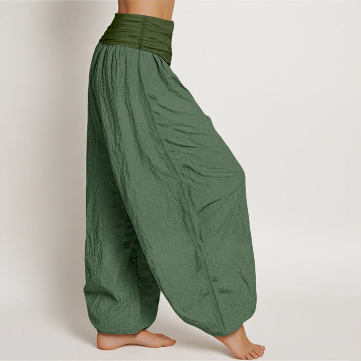 Buddha Stones SeaGreen Women's Pure Cotton Elastic Waist Harem  Pants - image 2