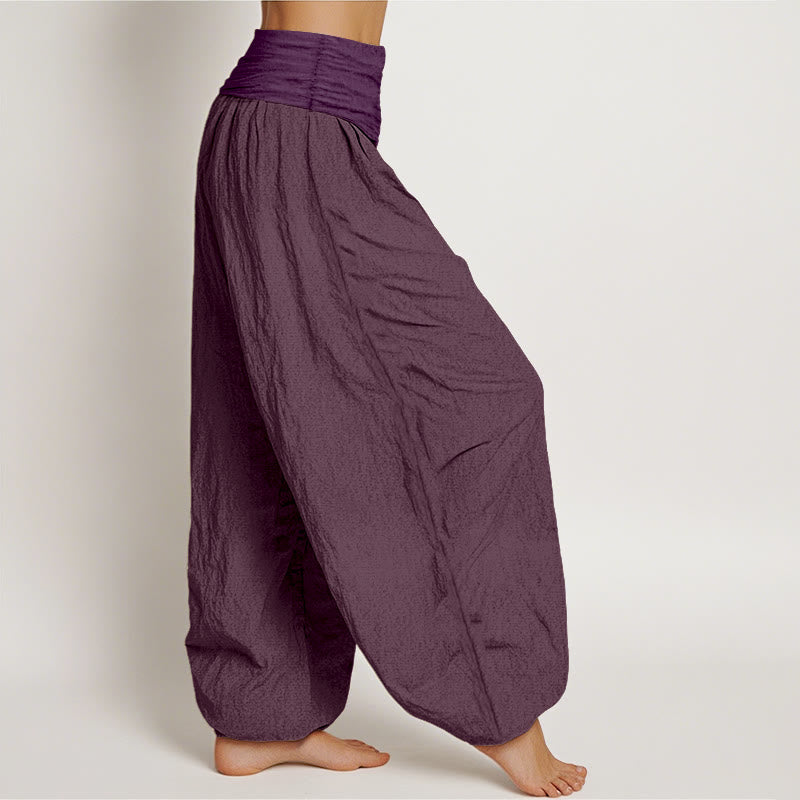 Buddha Stones Purple Pure Cotton Women's Elastic Waist Harem  Pants - image 2