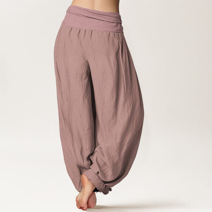 Buddha Stones LightPink Pure Cotton Women's Elastic Waist Harem  Pants - image 1