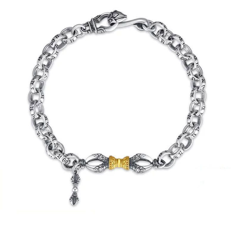 Buddha Stones Retro Om Mani Padme Hum Vajra Copper Calm Bracelet - 22cm - image 1