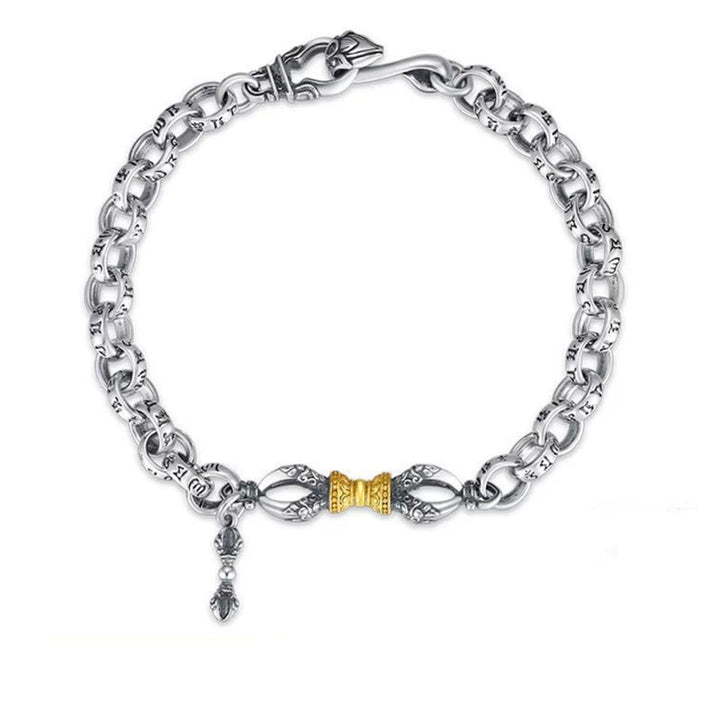 Buddha Stones Retro Om Mani Padme Hum Vajra Copper Calm Bracelet - 22cm - image 1