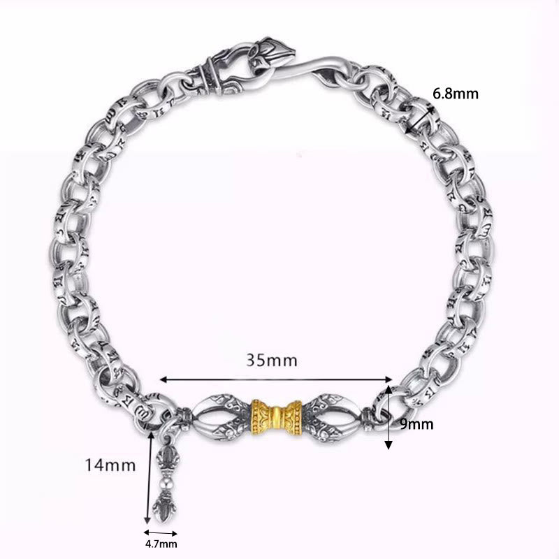 Buddha Stones Retro Om Mani Padme Hum Vajra Copper Calm Bracelet - image 6