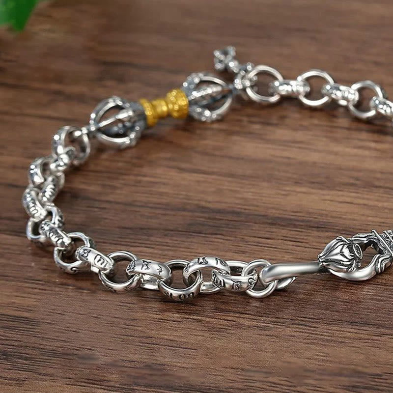 Buddha Stones Retro Om Mani Padme Hum Vajra Copper Calm Bracelet - image 4