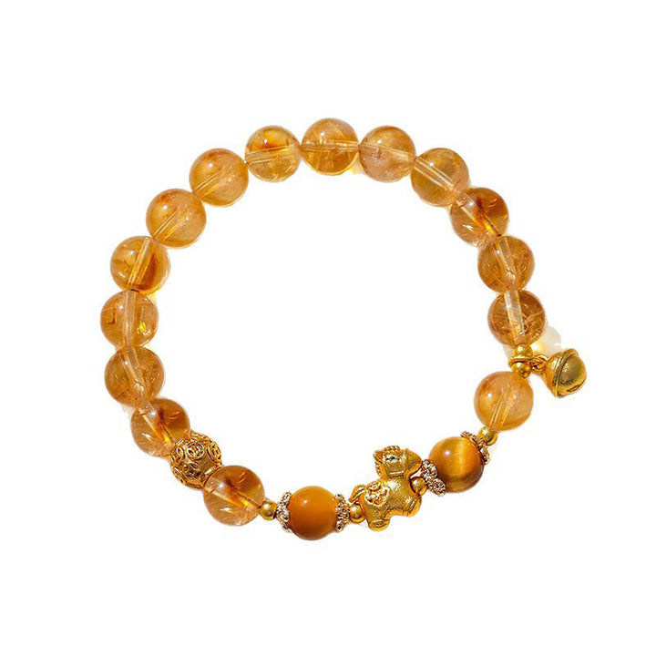 Buddha Stones Year Of The Horse 8mm Citrine Pink Crystal Strawberry Quartz Protection Bracelet - image 3