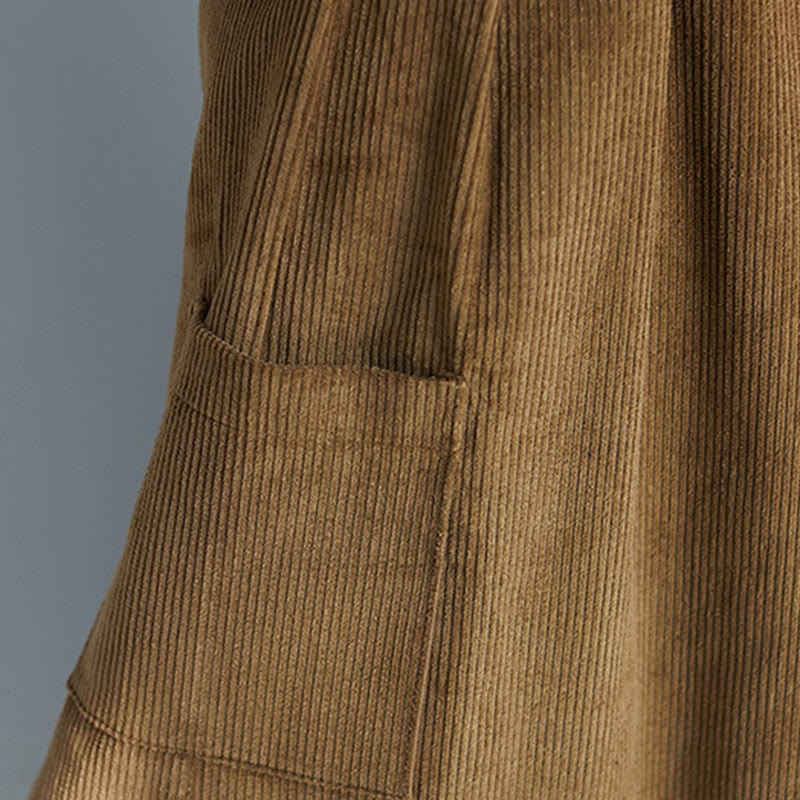 Buddha Stones Women's Plain Side Zipper Design Wide Leg Corduroy 7-8 Length Pants With Pockets - image 9