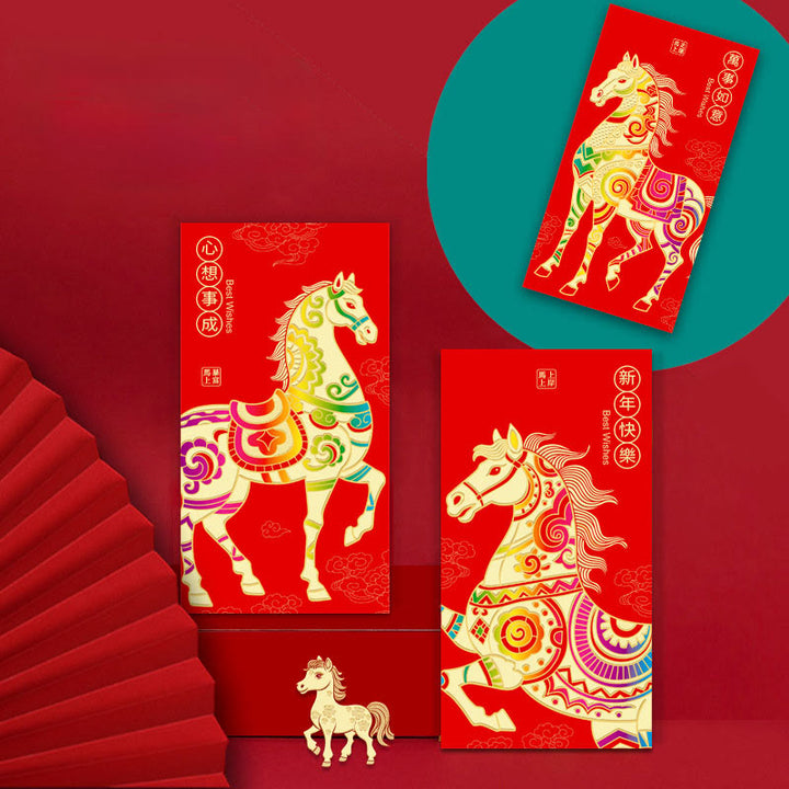 Buddha Stones 6Pcs Chinese Red Envelope Year of the Horse Lucky Money Envelopes 2026 New Year - image 7