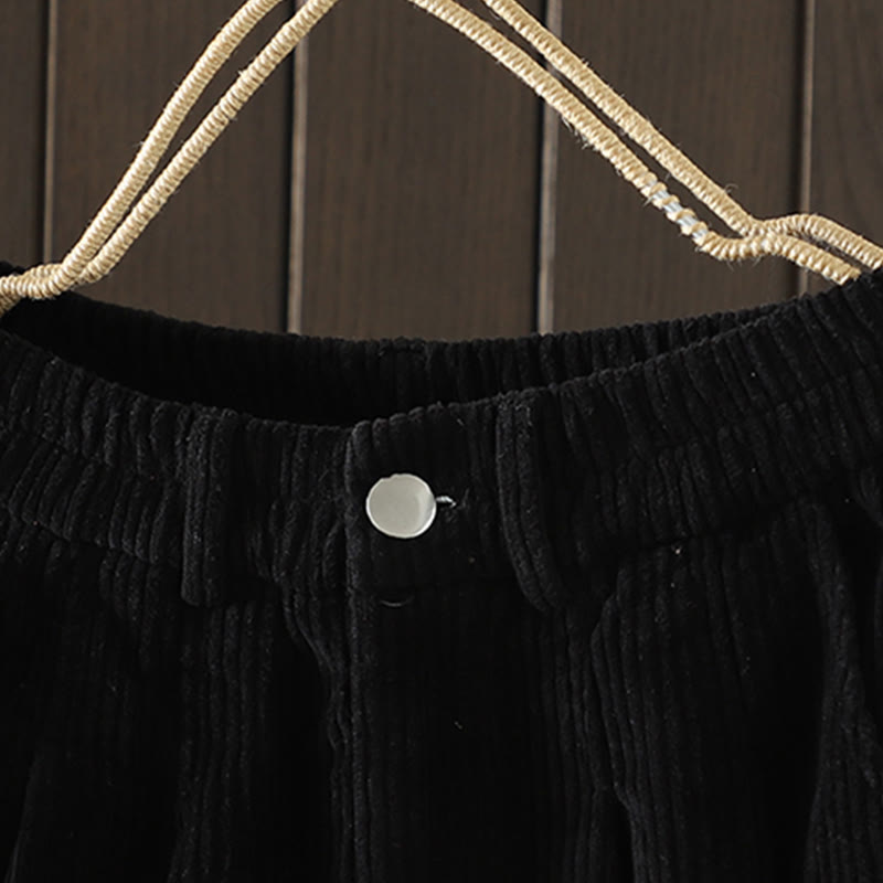 Buddha Stones Women's Winter Plain Corduroy Cotton High Waist Fleece-Lined Harem Pants With Pockets - image 13