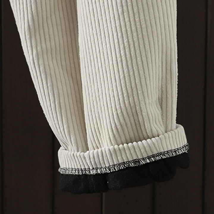 Buddha Stones Women's Winter Plain Corduroy Cotton High Waist Fleece-Lined Harem Pants With Pockets - image 9