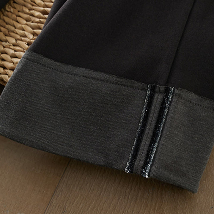 Buddha Stones Casual Thickening Elastic Waist Straight-leg Women's Winter Pants With Pockets - image 2