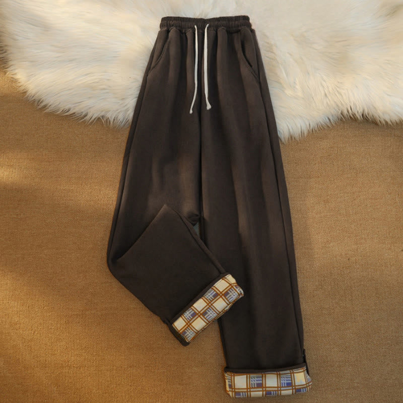 Buddha Stones Women's Patchwork Cotton Corduroy Fleece-Lined Wide Leg Pants With Pockets - SaddleBrown - US18，UK/AU22，EU50 (6XL) - image 1