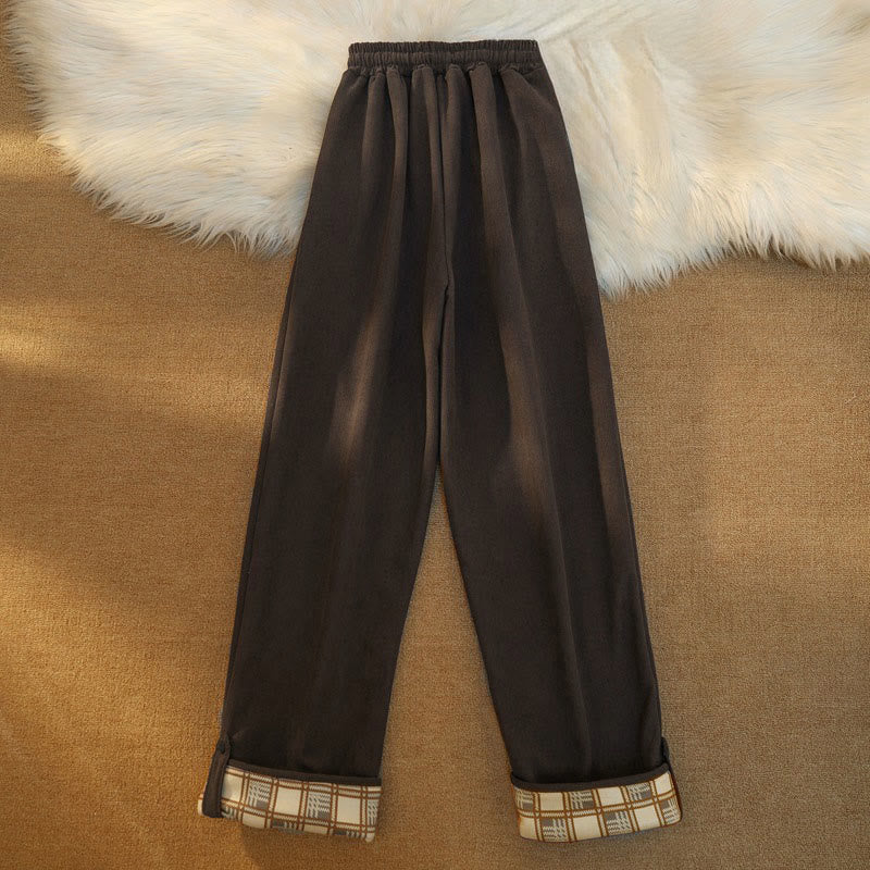 Buddha Stones Women's Patchwork Cotton Corduroy Fleece-Lined Wide Leg Pants With Pockets - image 2
