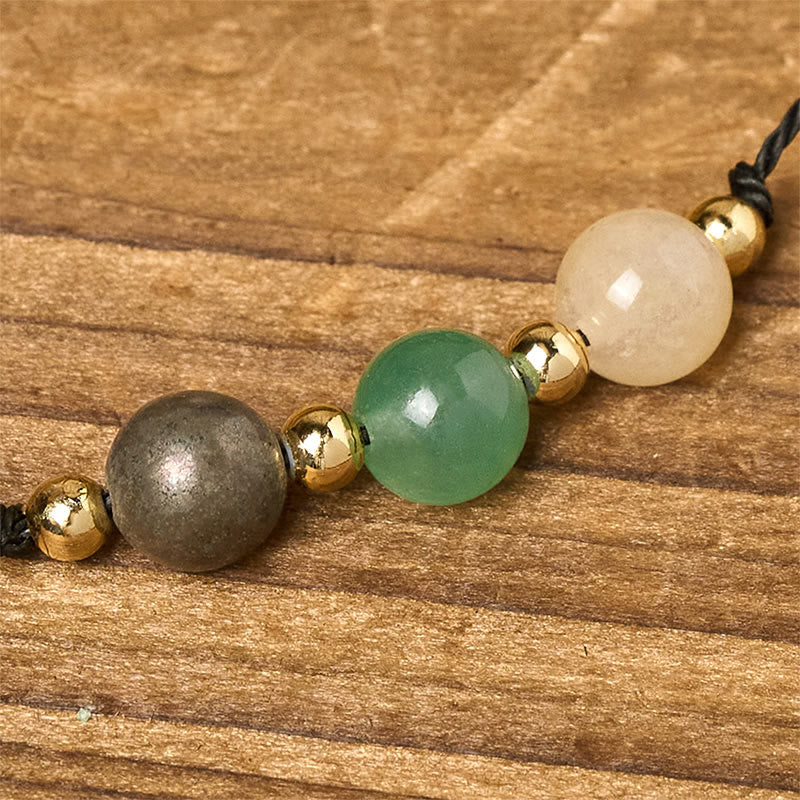 Buddha Stones Citrine Green Aventurine Pyrite Success Rope Card Bracelet - image 14