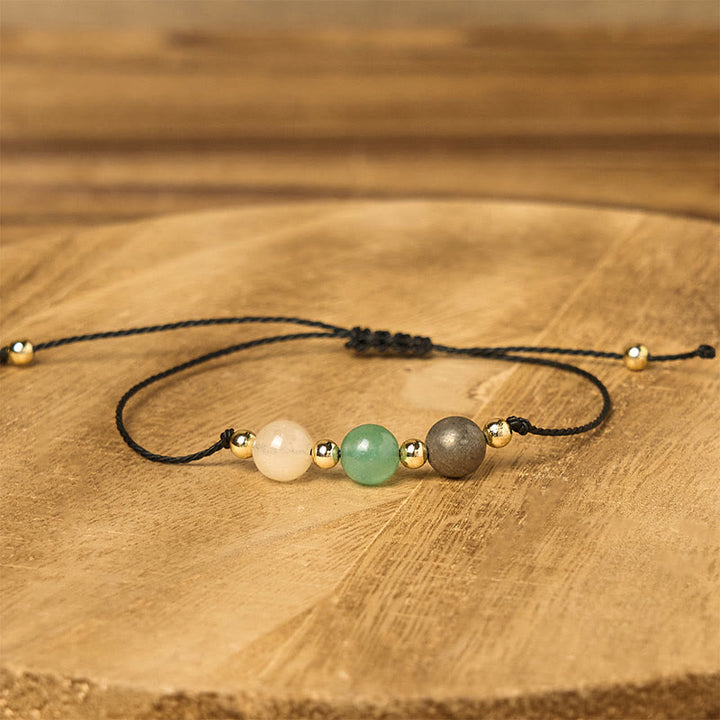 Buddha Stones Citrine Green Aventurine Pyrite Success Rope Card Bracelet - image 12