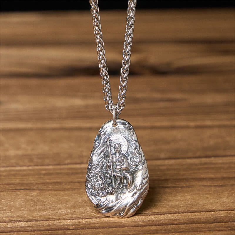 Buddha Stones Copper Kṣitigarbha Dizang Bodhisattva Compassion Pendant Necklace - Buddha & Keel Chain - image 9