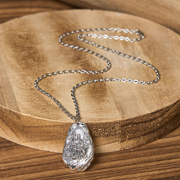 Buddha Stones Copper Kṣitigarbha Dizang Bodhisattva Compassion Pendant Necklace - image 4