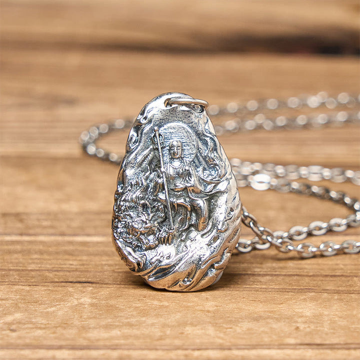 Buddha Stones Copper Kṣitigarbha Dizang Bodhisattva Compassion Pendant Necklace - image 2