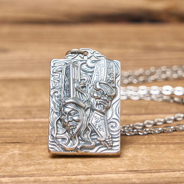 Buddha Stones Copper Black White Impermanence Pattern Balance Pendant Necklace - image 4