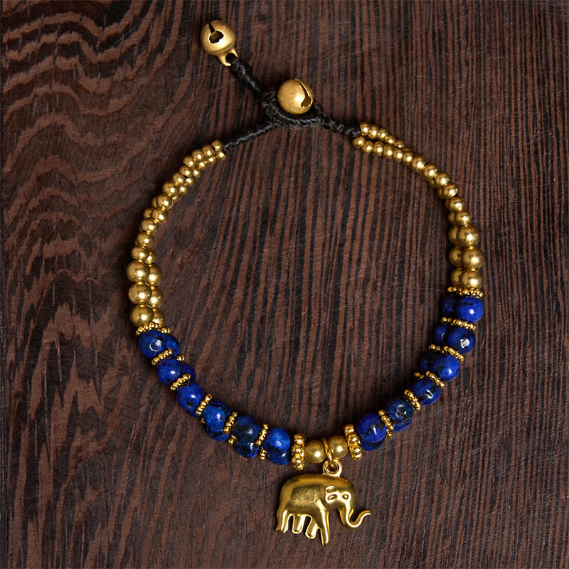 Buddha Stones Turquoise Elephant Luck Double-layer Plated Copper Strength Bracelet - image 14