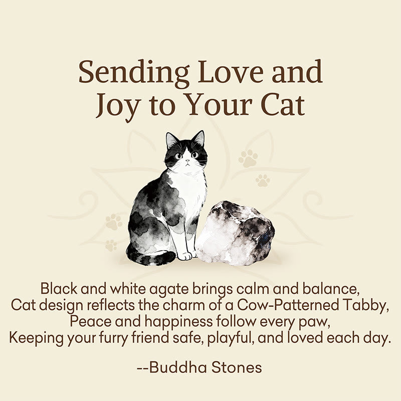 Buddha Stones "Sending Love and Joy to Your Cat" Cat Agate Bracelet Includes Gift Message Card - image 2