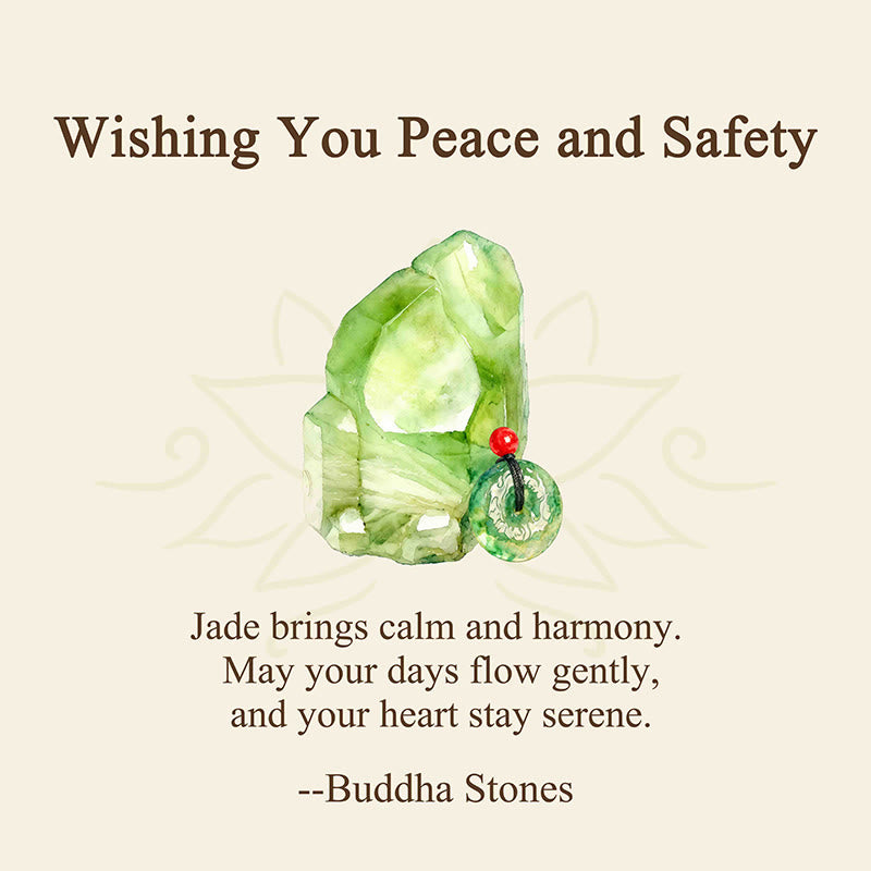 Buddha Stones "Wishing You Peace and Safety" Peace Buckle Jade Necklace Includes Gift Message Card - image 2