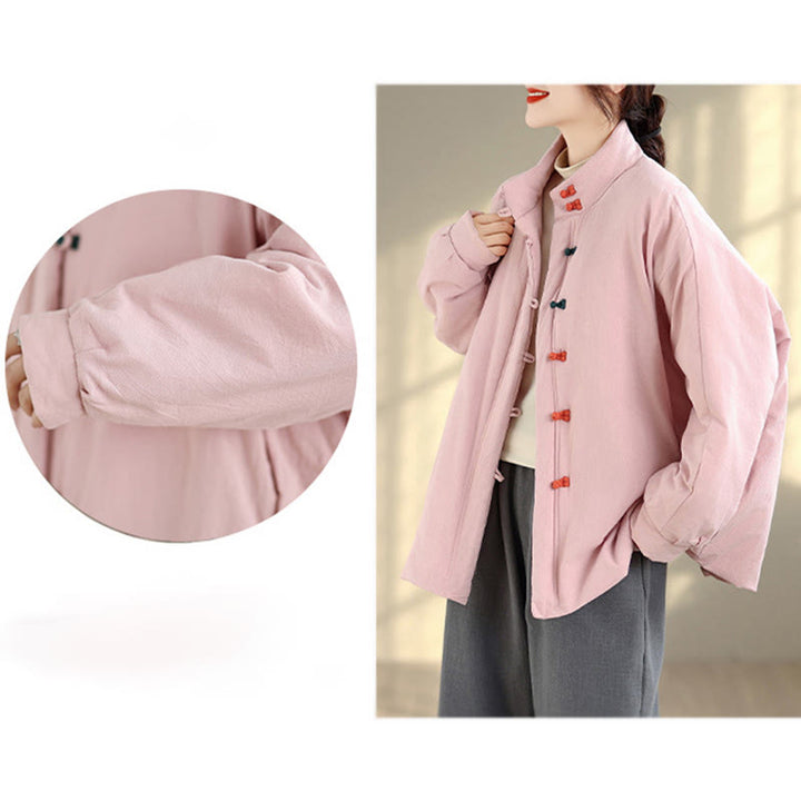 Buddha Stones Women's Winter Chinese Frog-Button Long Sleeve Cotton Thicken Jacket With Pockets - image 10