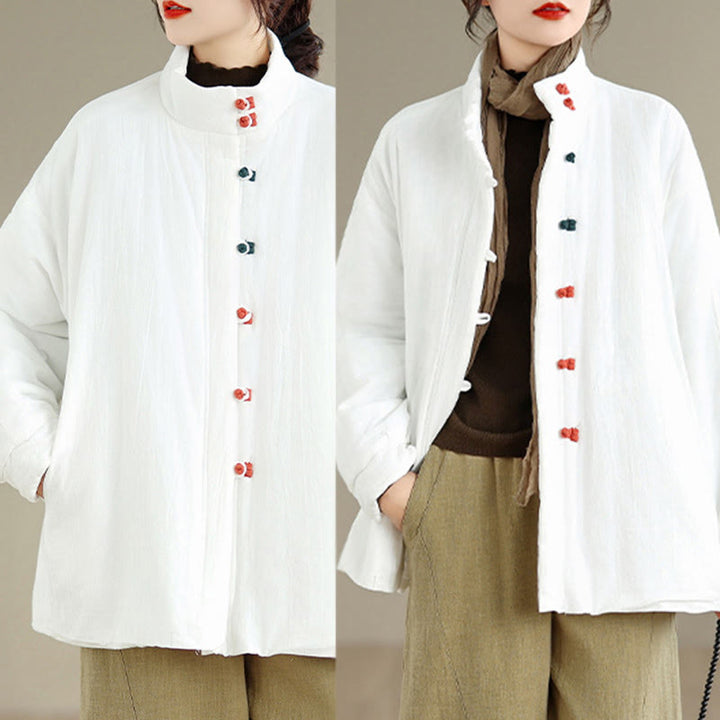 Buddha Stones Women's Winter Chinese Frog-Button Long Sleeve Cotton Thicken Jacket With Pockets - image 17