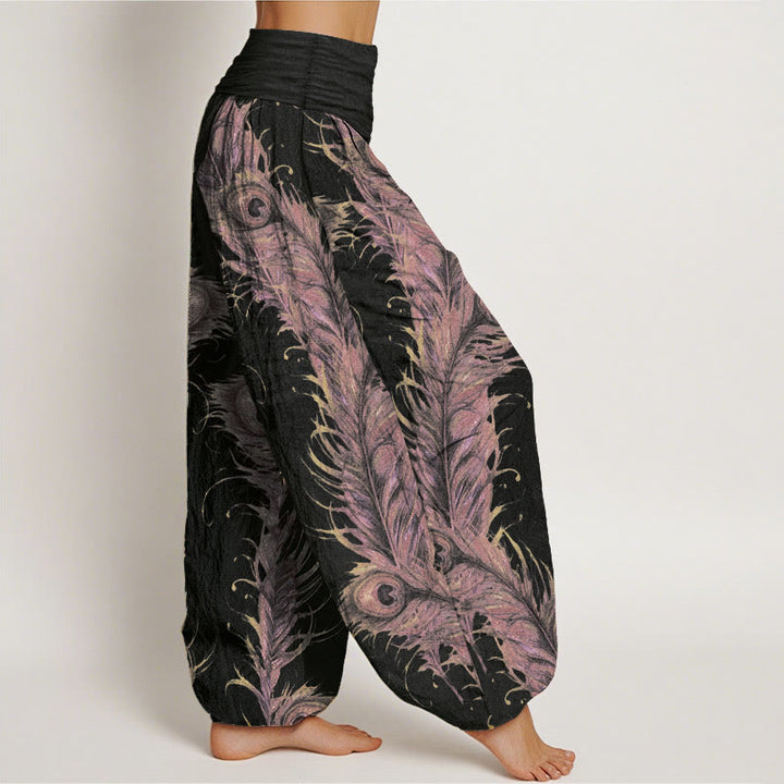 Buddha Stones Pure Cotton Bright Phoenix Pattern Women's Elastic Waist Harem Pants - image 2