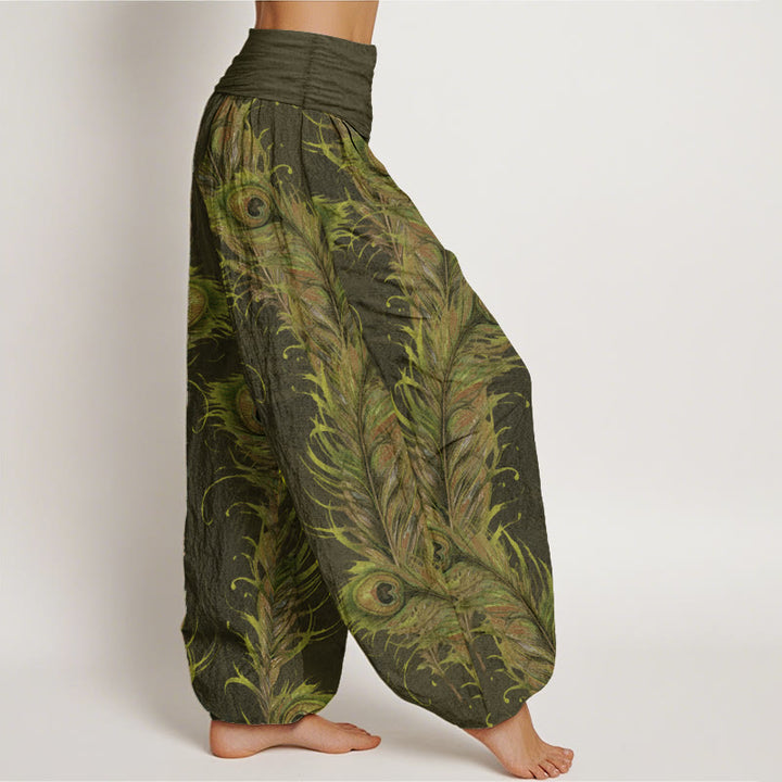 Buddha Stones Pure Cotton Bright Phoenix Pattern Women's Elastic Waist Harem Pants - image 7