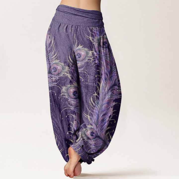 Buddha Stones Pure Cotton Bright Phoenix Pattern Women's Elastic Waist Harem Pants - image 9