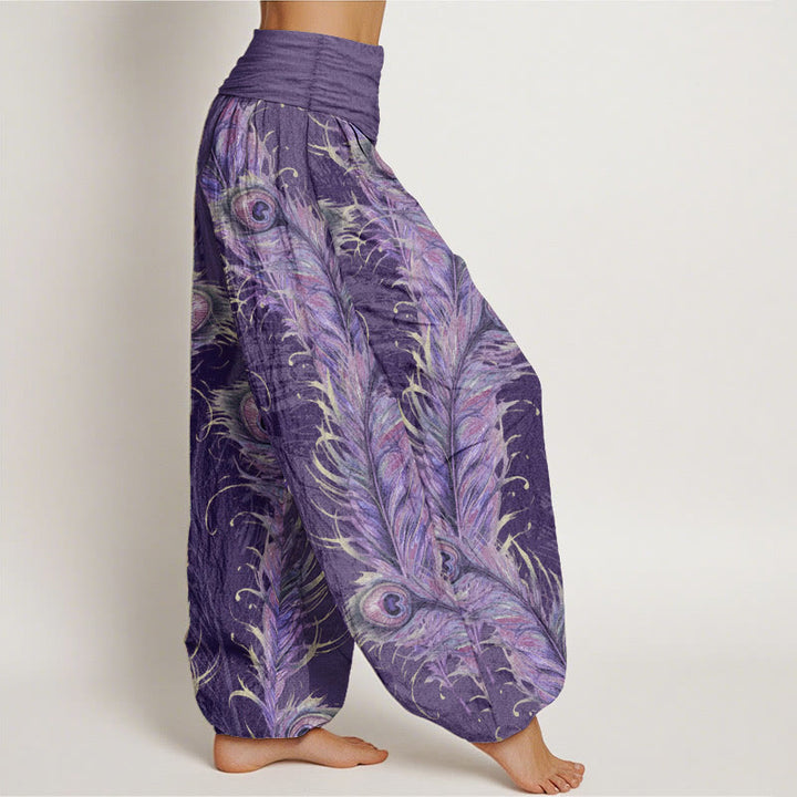 Buddha Stones Pure Cotton Bright Phoenix Pattern Women's Elastic Waist Harem Pants - image 10