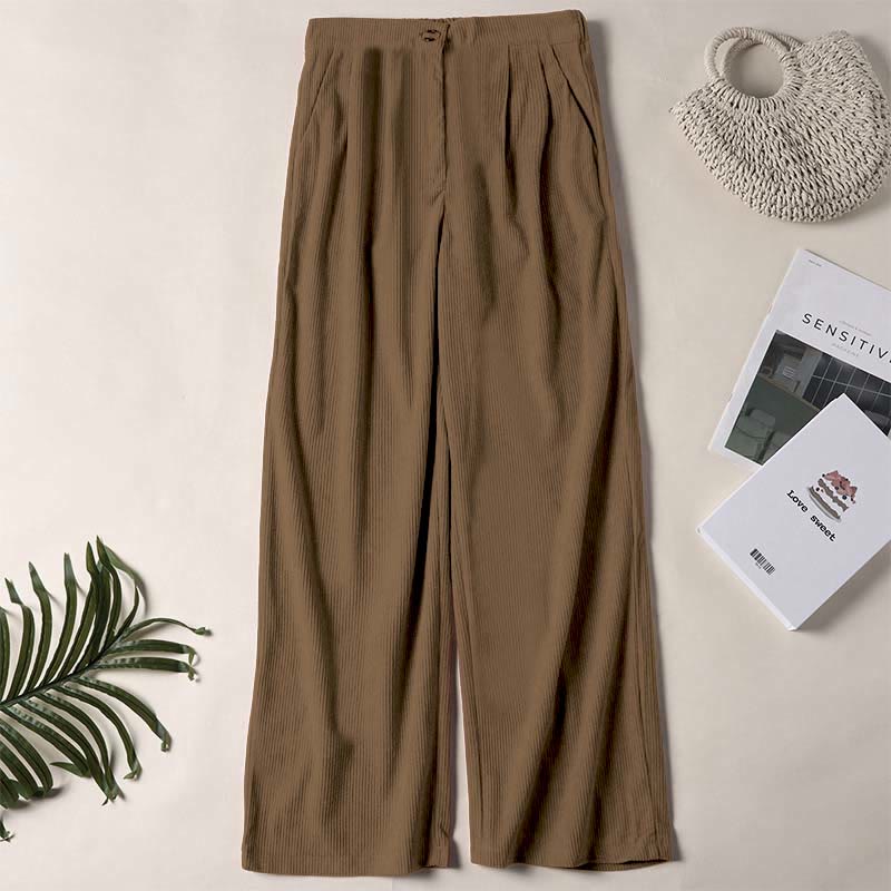 Buddha Stones Casual Corduroy Straight-leg Women's Pants With Pockets - DarkGoldenrod - US14，UK/AU18，EU46 (2XL) - image 0