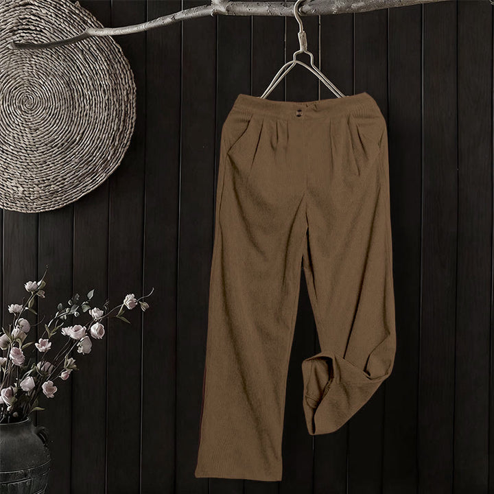 Buddha Stones Casual Corduroy Straight-leg Women's Pants With Pockets - image 3