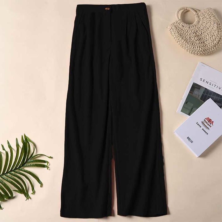 Buddha Stones Casual Corduroy Straight-leg Women's Pants With Pockets - Black - US14，UK/AU18，EU46 (2XL) - image 7