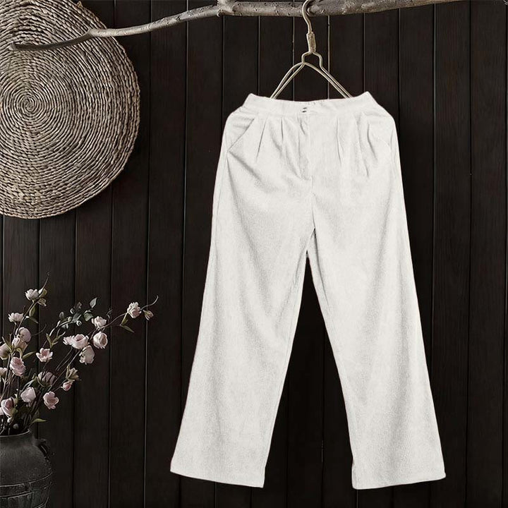 Buddha Stones Casual Corduroy Straight-leg Women's Pants With Pockets - image 17