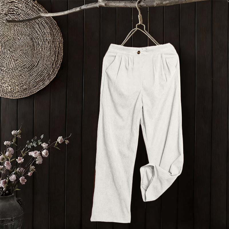 Buddha Stones Casual Corduroy Straight-leg Women's Pants With Pockets - image 13