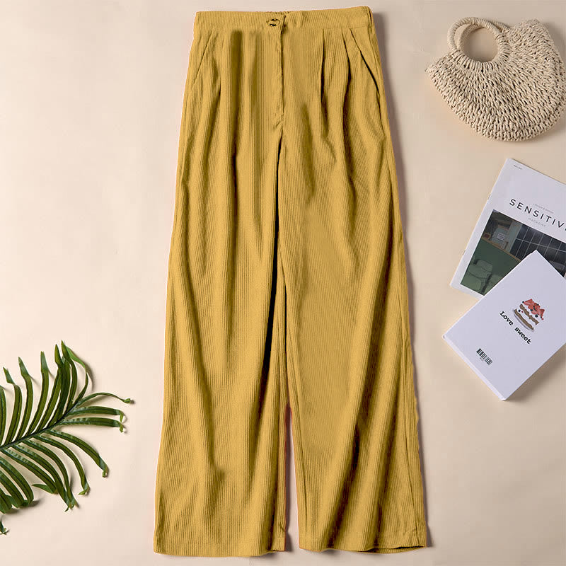 Buddha Stones Casual Corduroy Straight-leg Women's Pants With Pockets - Goldenrod - US14，UK/AU18，EU46 (2XL) - image 19