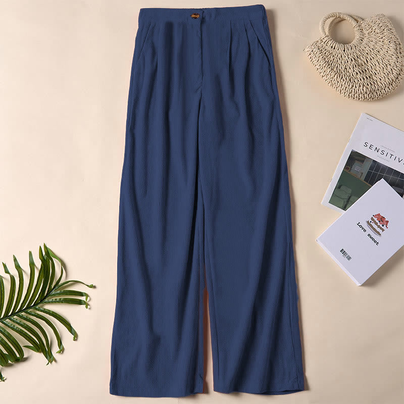 Buddha Stones Casual Corduroy Straight-leg Women's Pants With Pockets - Navy - US14，UK/AU18，EU46 (2XL) - image 27