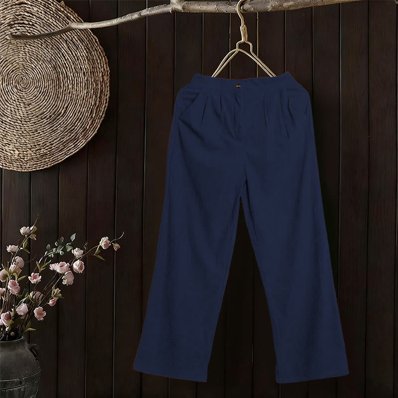 Buddha Stones Casual Corduroy Straight-leg Women's Pants With Pockets - image 23