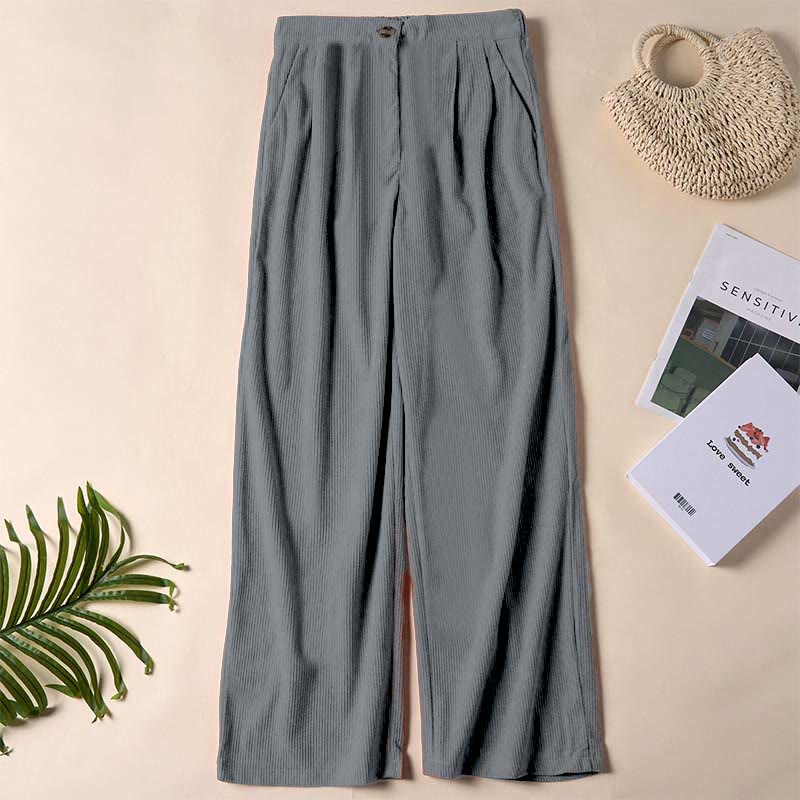 Buddha Stones Casual Corduroy Straight-leg Women's Pants With Pockets - Gray - US14，UK/AU18，EU46 (2XL) - image 34